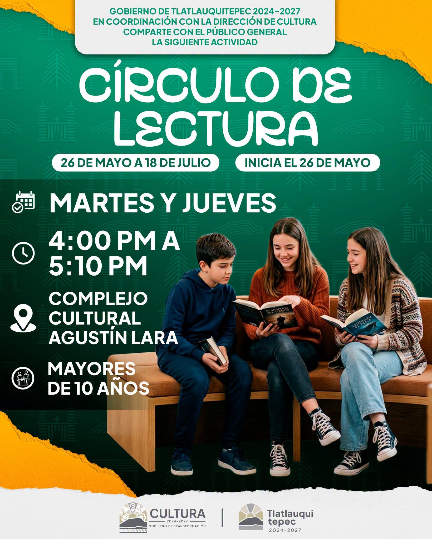 Ven y forma parte del Circulo de Lectura.