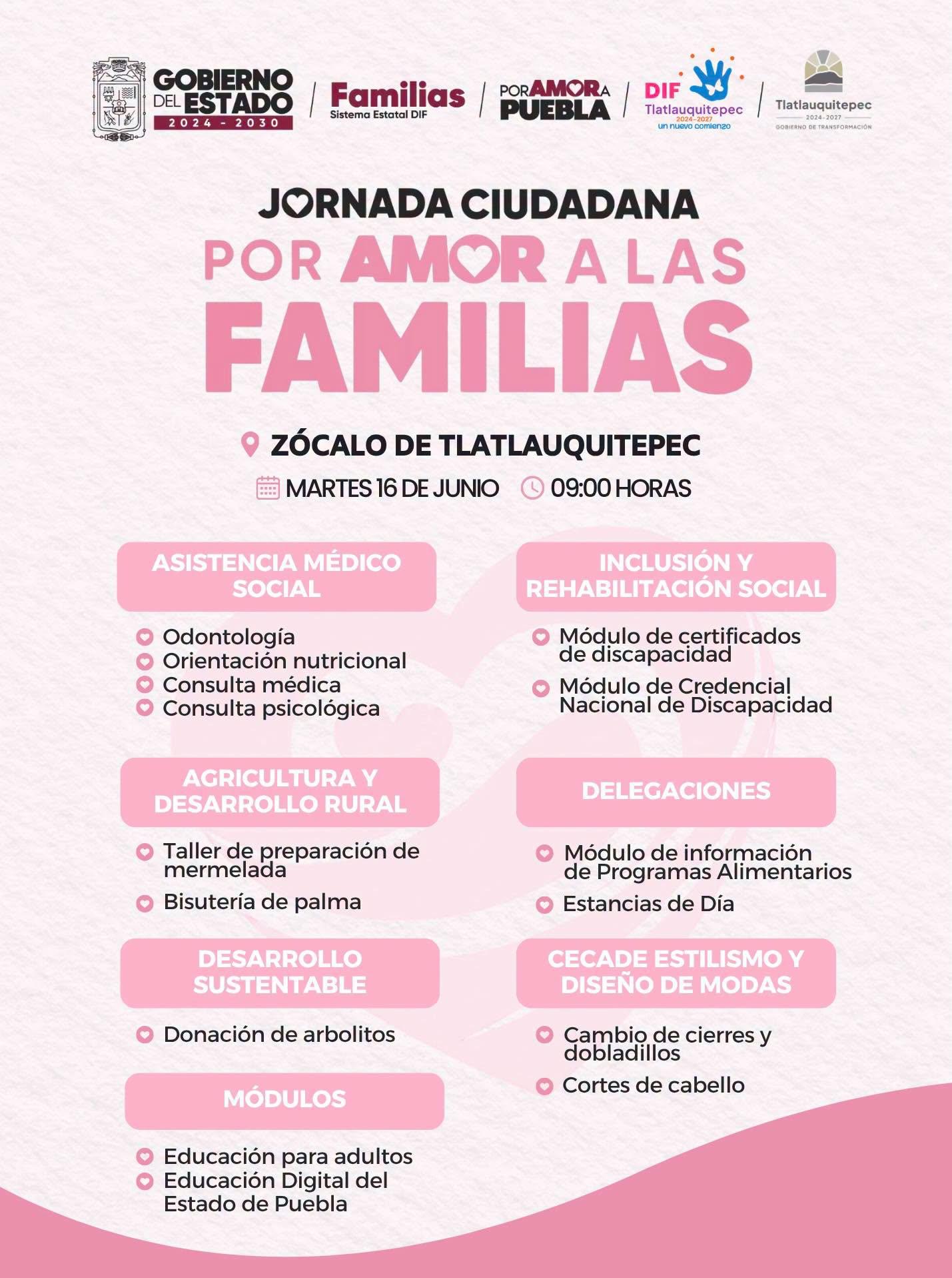¡La Jornada Ciudadana “Por Amor a las Familias” llega a Tlatlauquitepec!