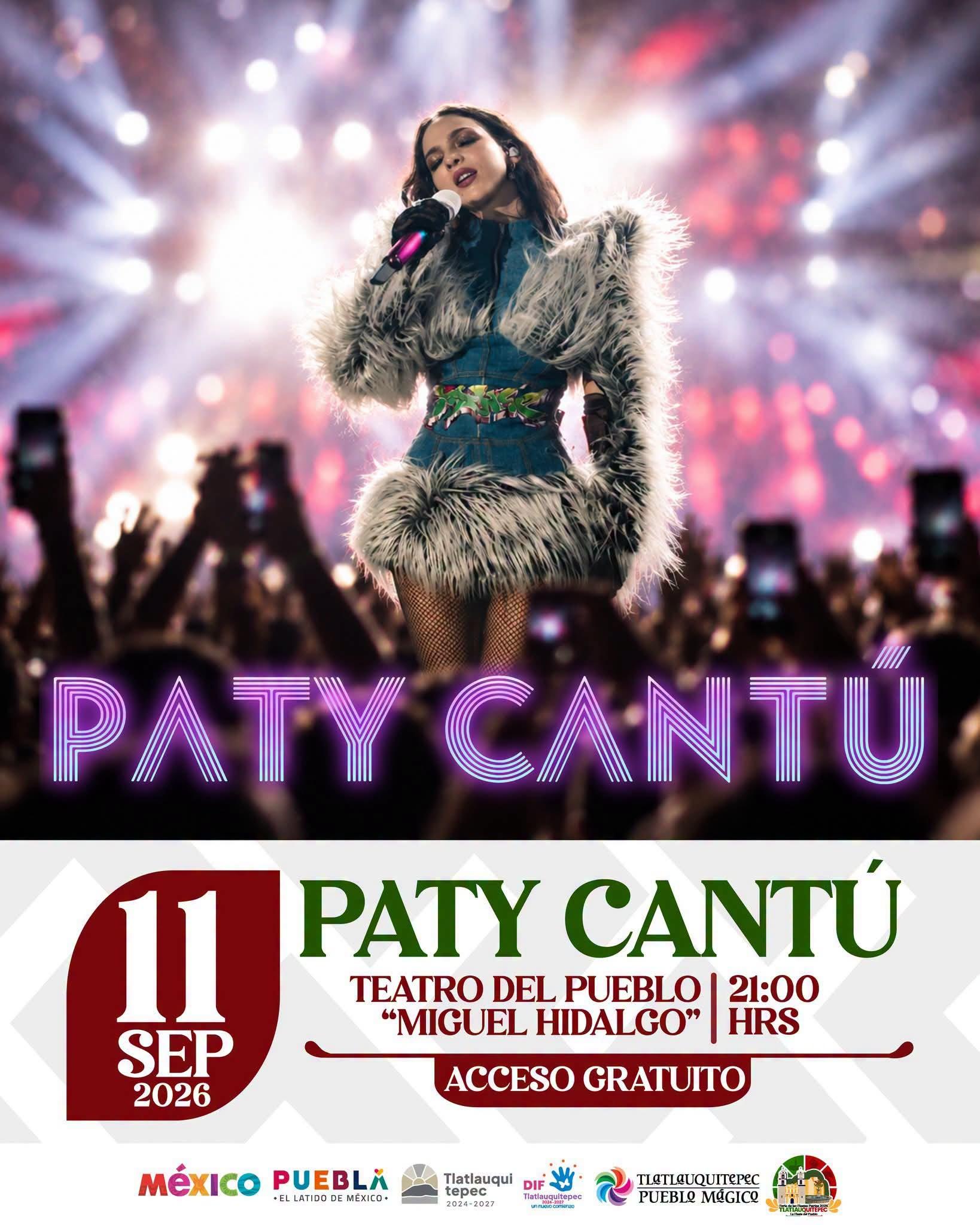 Paty Cantú se presentará gratis en el Teatro del Pueblo de Tlatlauquitepec