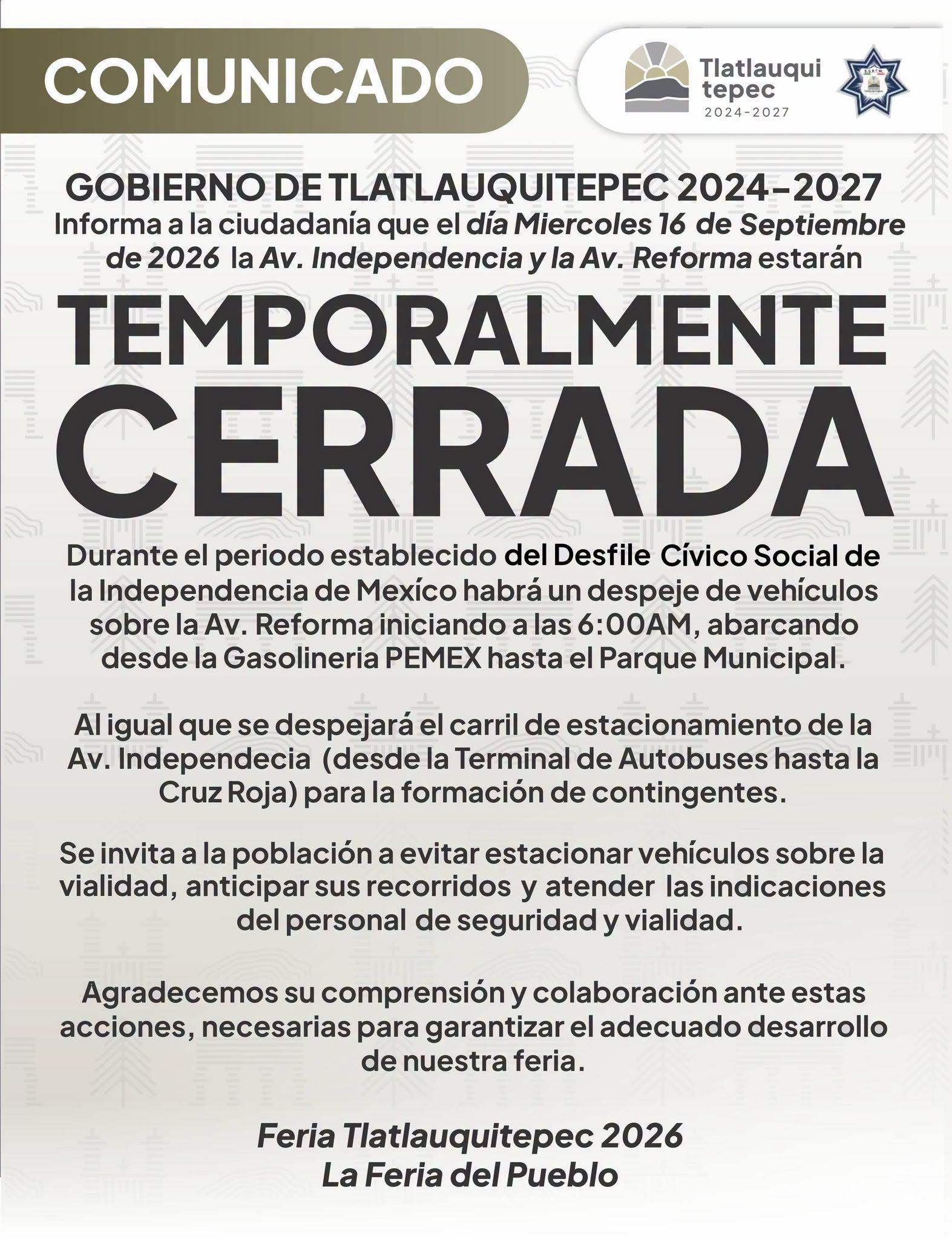 Aviso importante para toda la ciudadanía de Tlatlauquitepec