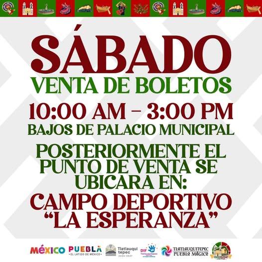 Continúa la venta de boletos para la Feria Tlatlauquitepec 2026